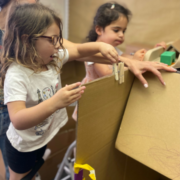 preschool girls creating artwork